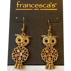 Francesca's Dangling Gold Filigree Owl Earrings
